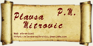Plavša Mitrović vizit kartica